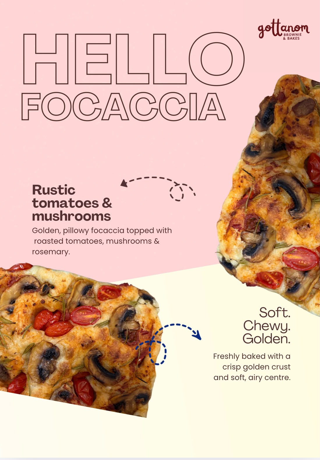 Today's Bake — Rustic Tomato & Mushroom Focaccia