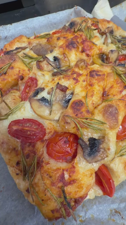Today's Bake — Rustic Tomato & Mushroom Focaccia